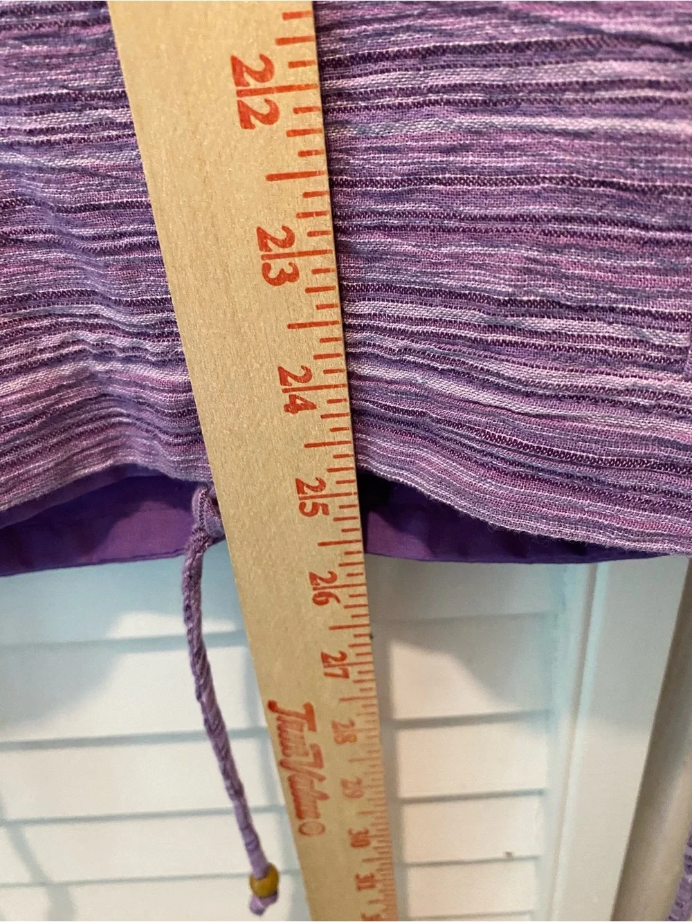 Liz Claiborne Cotton “Pillow Sham w/Bead Ties” Size 19x25” Purple Squares EUC